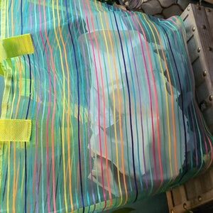 Nylon Neon Striped Mesh Tote